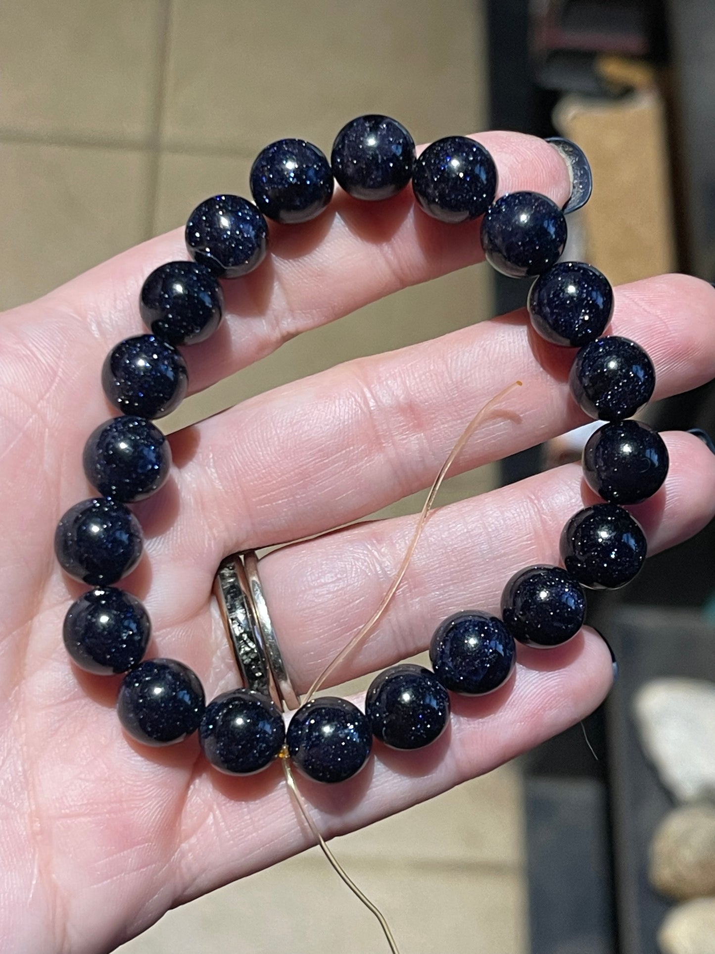 Blue Goldstone 10mm bracelet (man made)