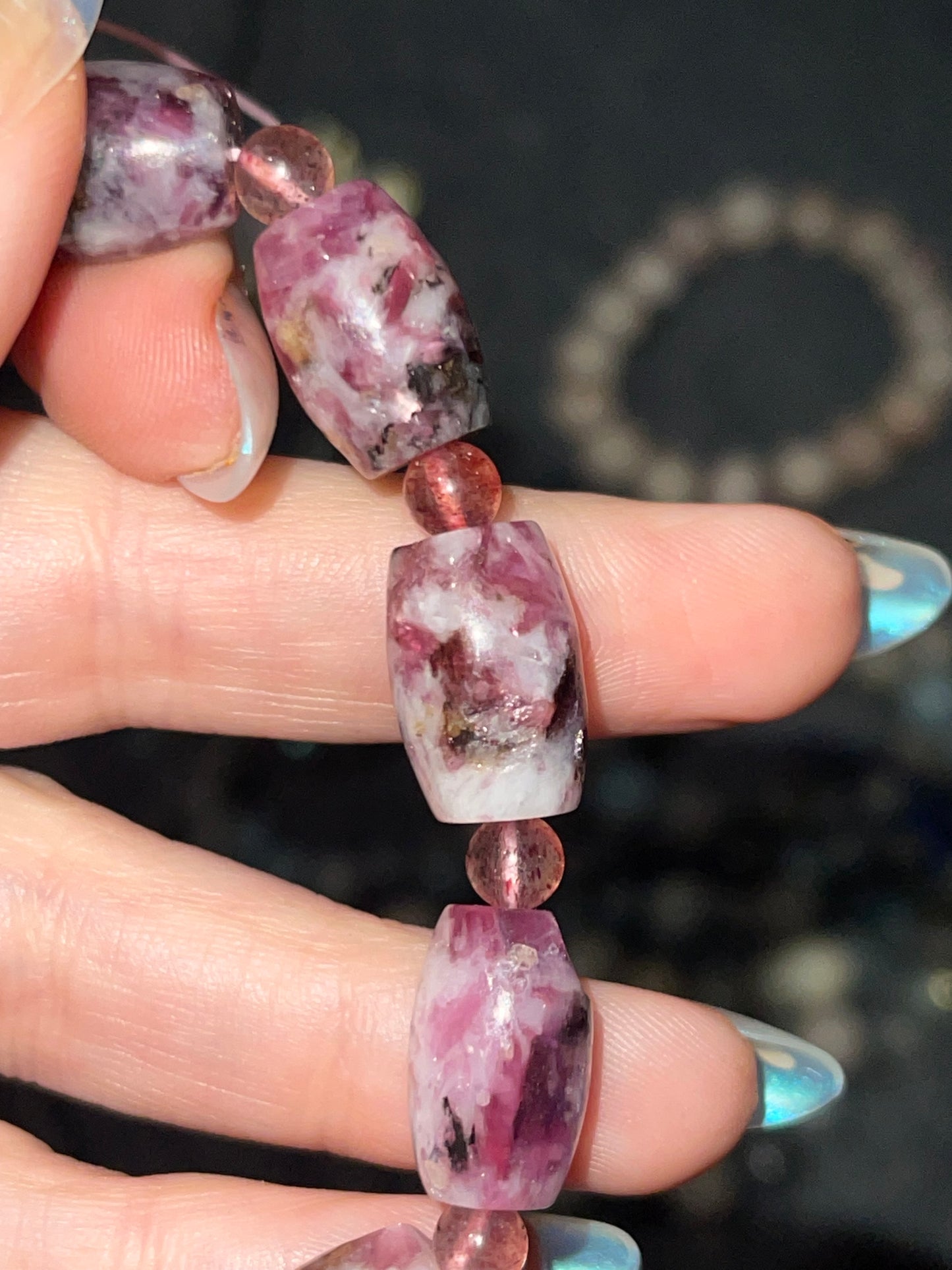 Purple Mica and Strawberry Quartz Bracelet 10mm