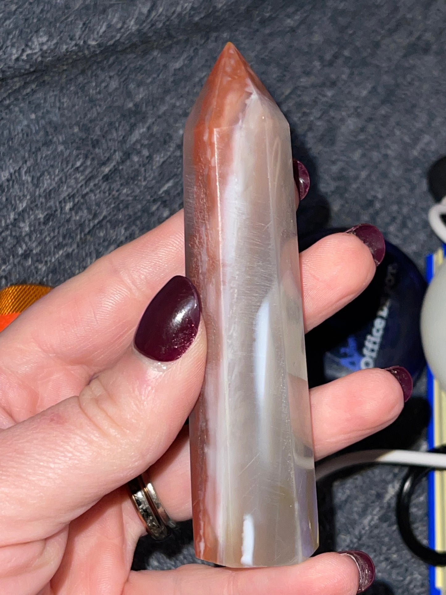 Red and Black Flower Agate Tower (imperfect, assumed heat treated)