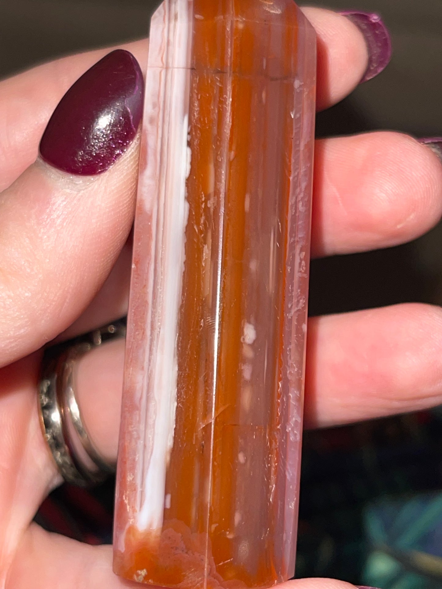 Red Flower Agate Tower (assumed heat treated)