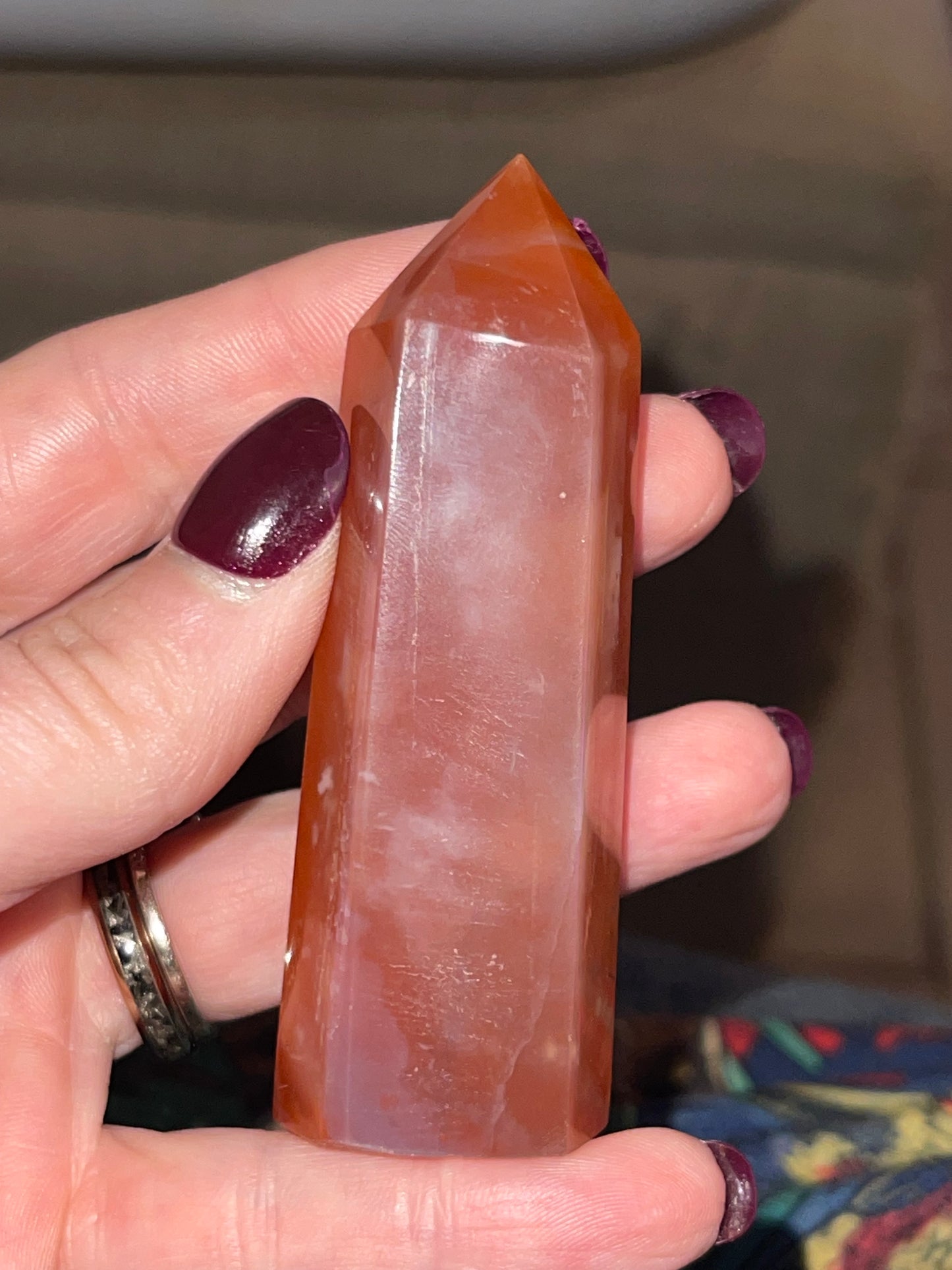 Red Flower Agate Tower (assumed heat treated)