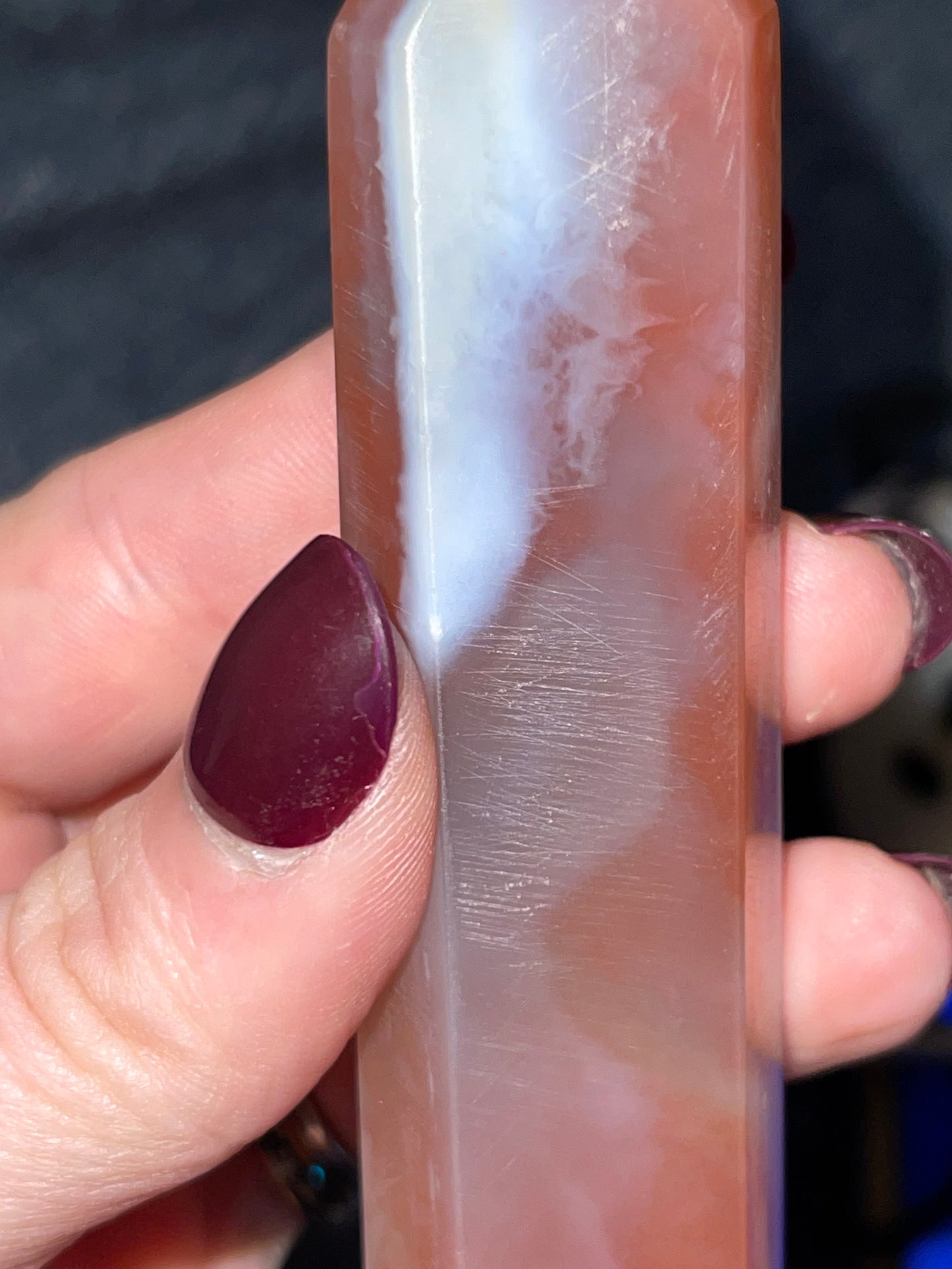 Red and Black Flower Agate Tower (imperfect, assumed heat treated)