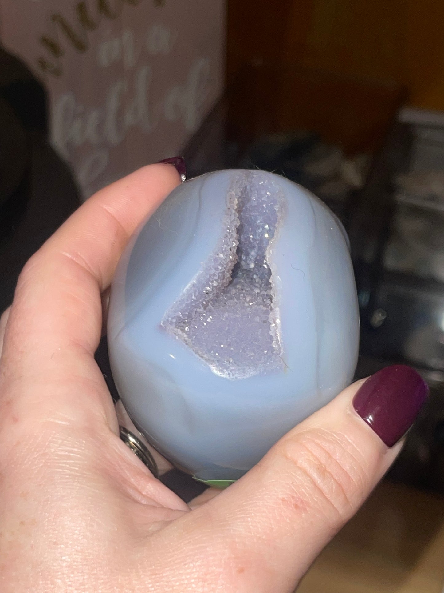 Druzy Blue Agate and Amethyst Skull B