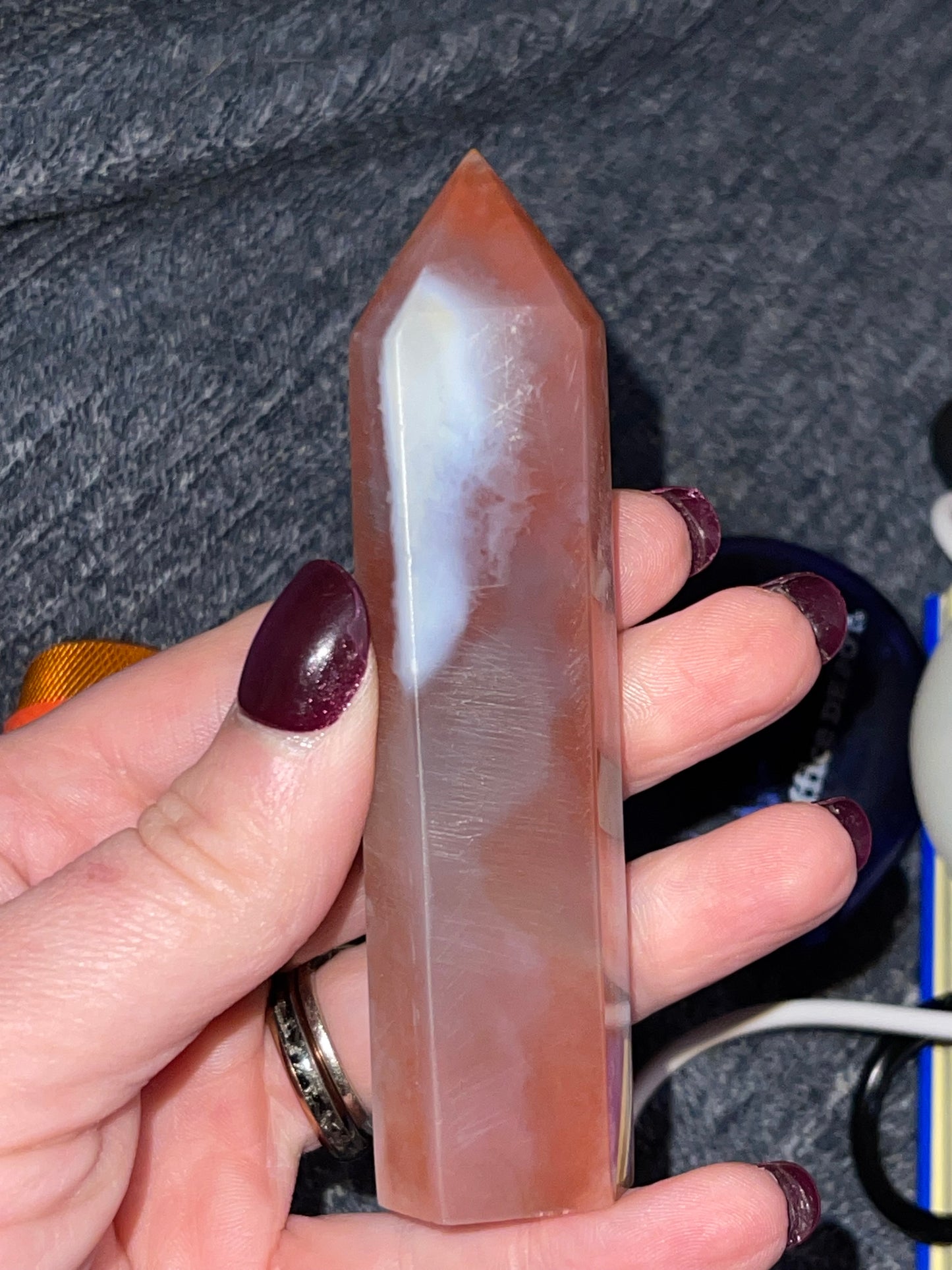 Red and Black Flower Agate Tower (imperfect, assumed heat treated)
