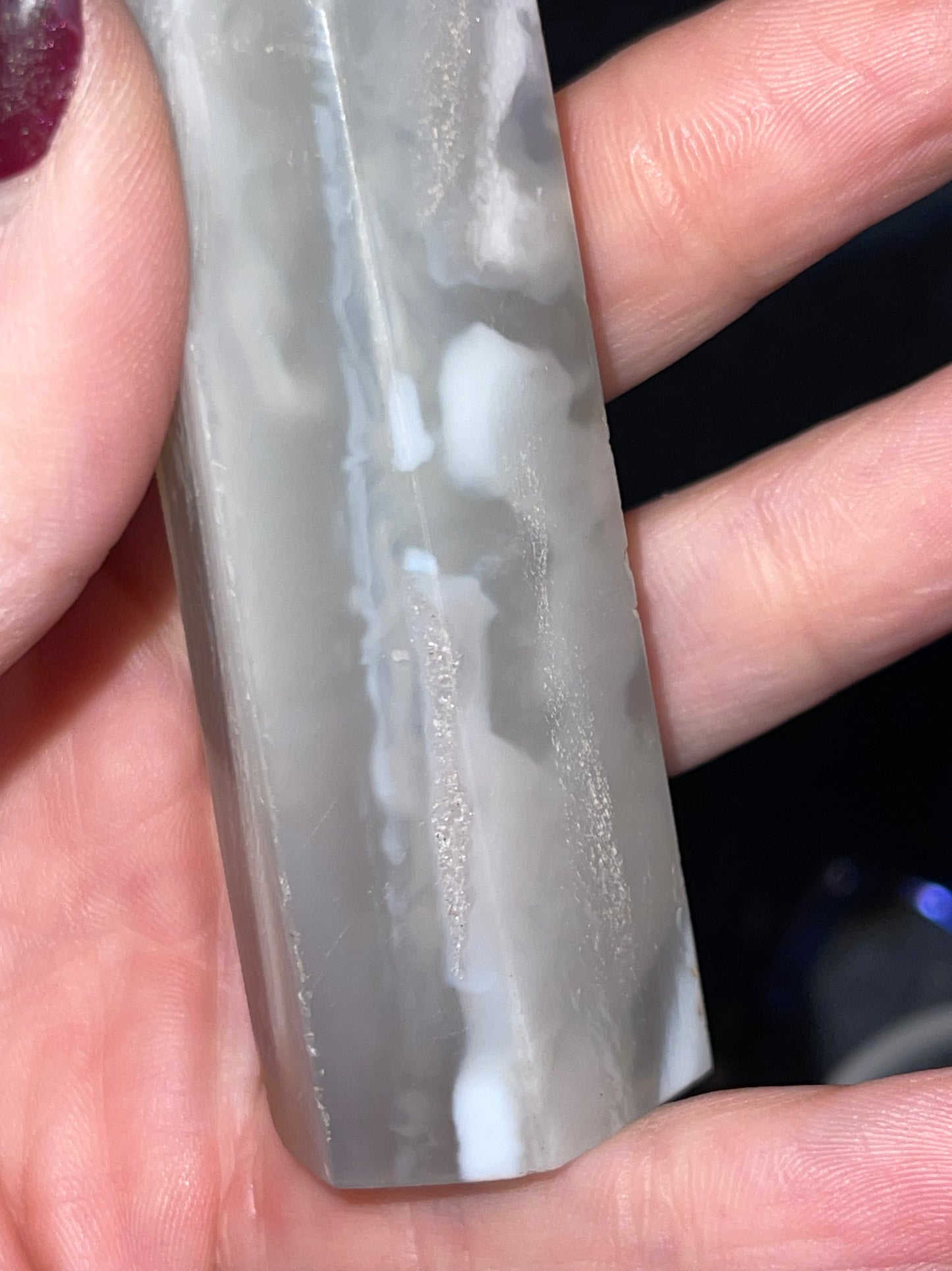 Black Flower Agate Tower (imperfect)