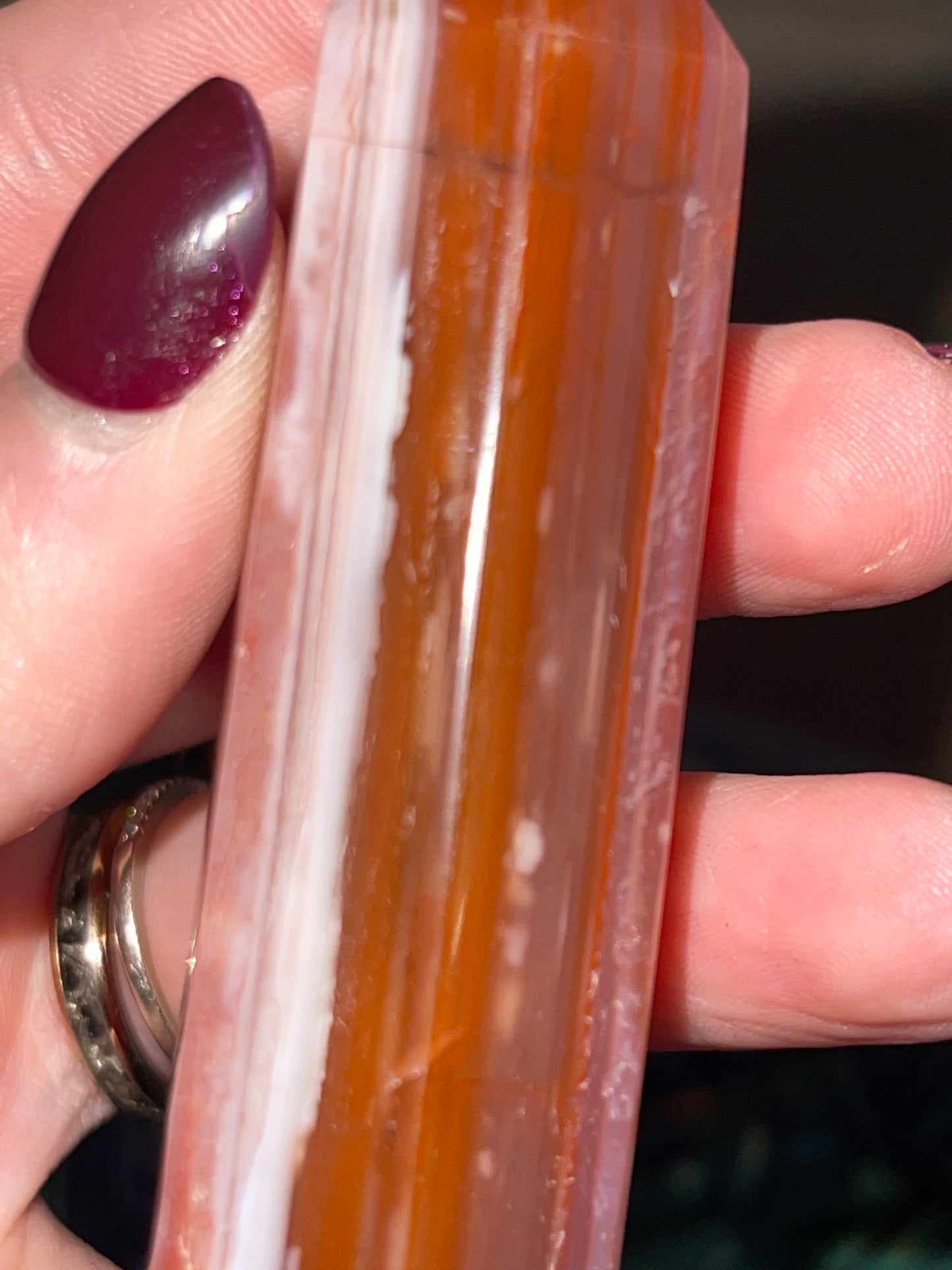 Red Flower Agate Tower (assumed heat treated)