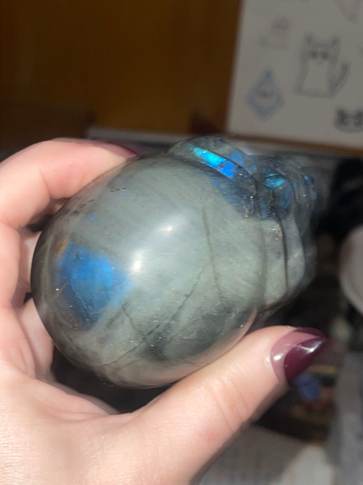 Labradorite Skull-blue flash