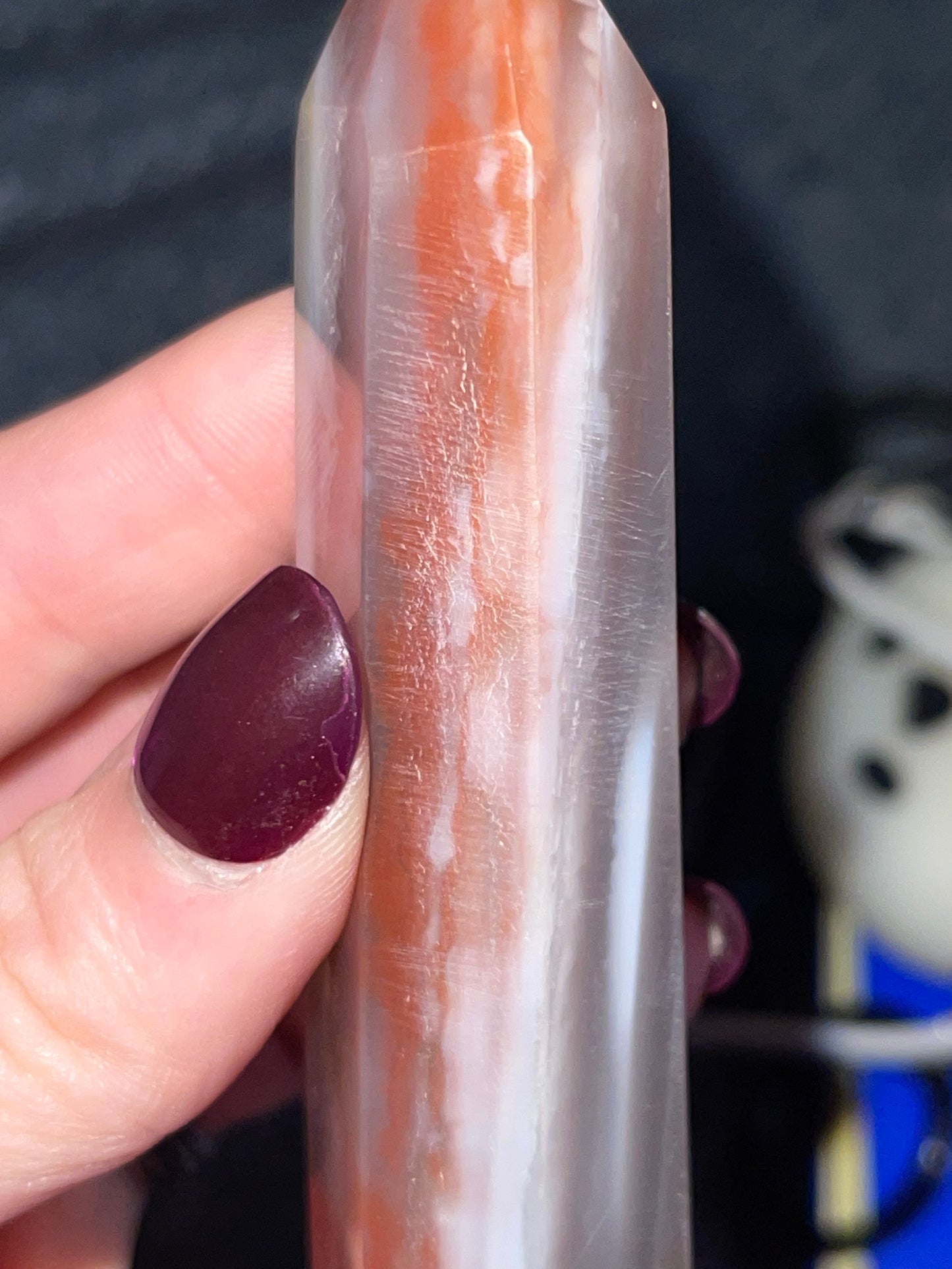 Red and Black Flower Agate Tower (imperfect, assumed heat treated)