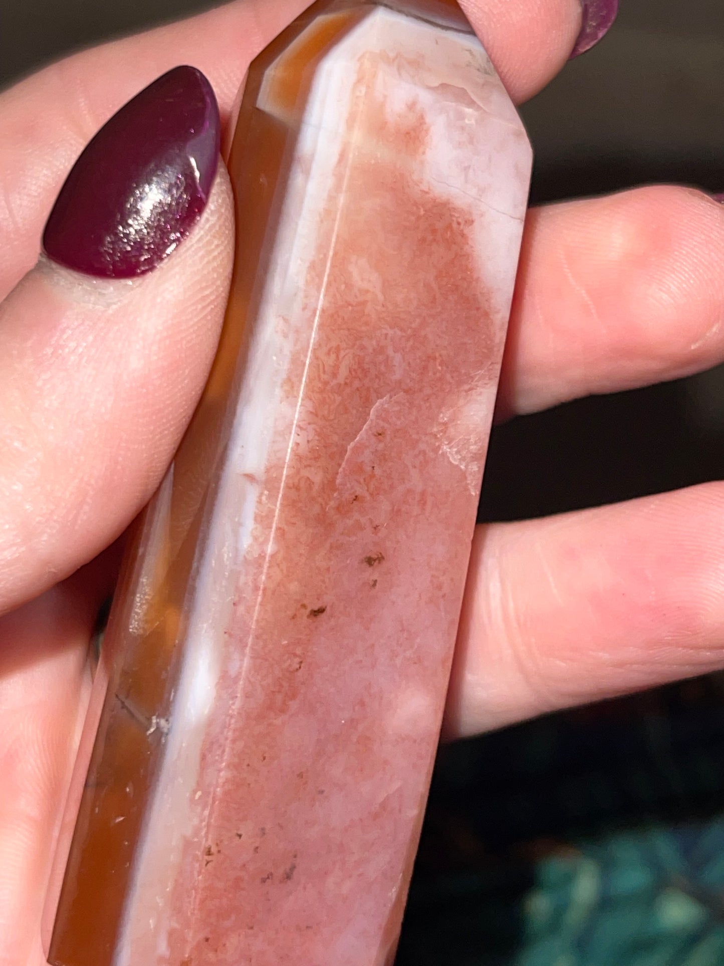 Red Flower Agate Tower (assumed heat treated)