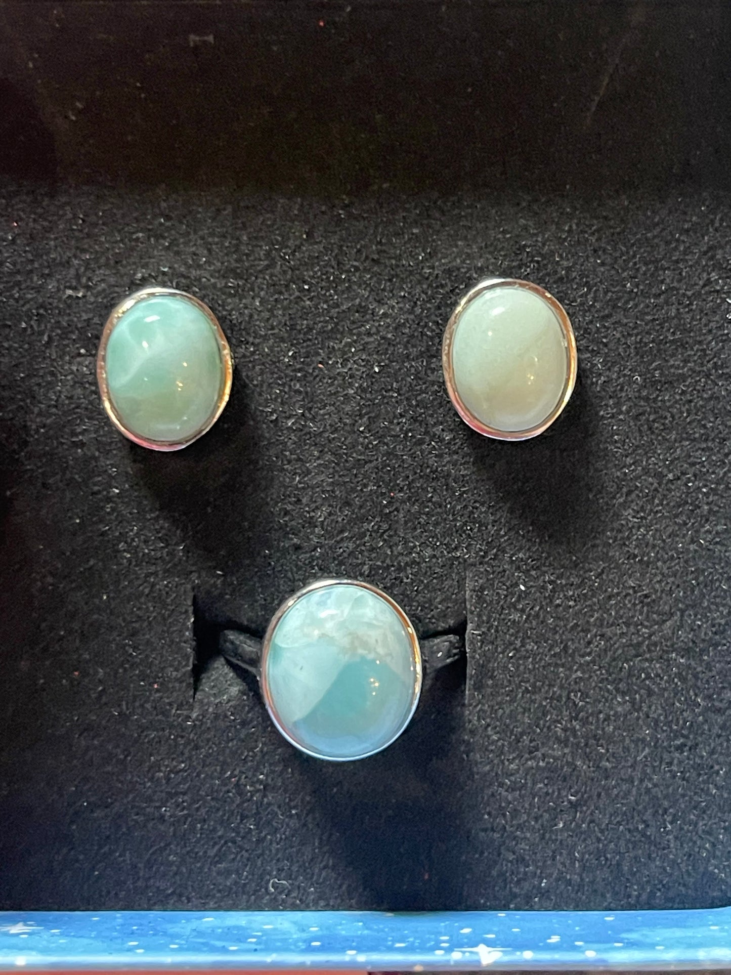 Larimar Ring and Earring Set