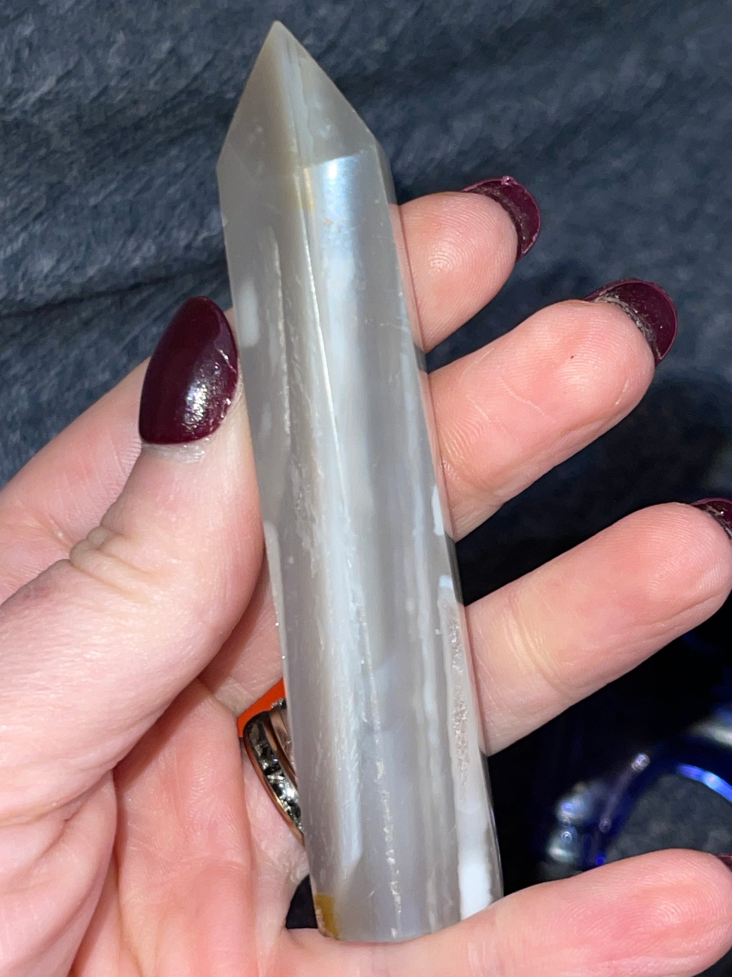 Black Flower Agate Tower (imperfect)