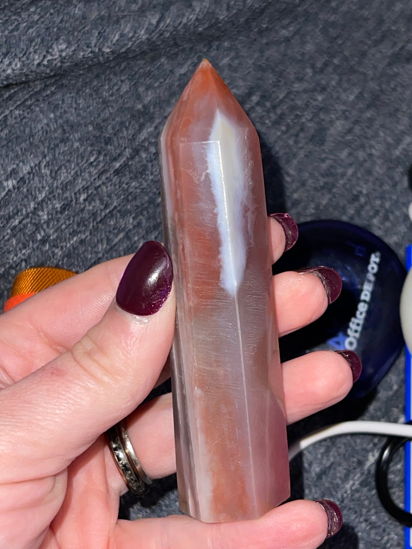 Red and Black Flower Agate Tower (imperfect, assumed heat treated)