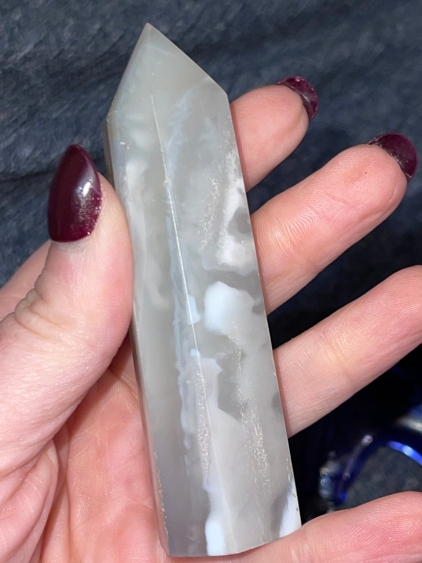 Black Flower Agate Tower (imperfect)